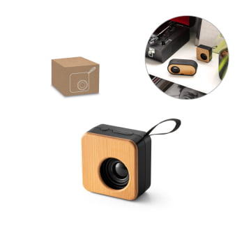Caixa de Som Personalizada Bambu SP97098 Sustentável Bluetooth Brindes Personalizados