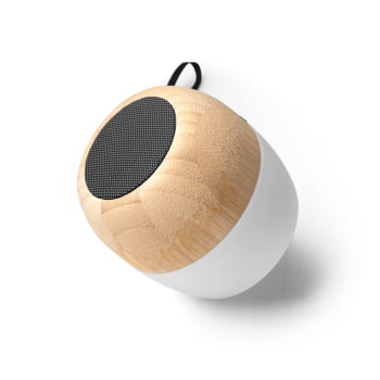 Caixa de Som Personalizada Bambu SP97124 Sustentável LED Brinde Personalizado