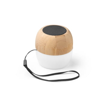 Caixa de Som Personalizada Bambu SP97124 Sustentável LED Brinde Personalizado