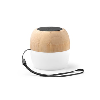 Caixa de Som Personalizada Bambu SP97124 Sustentável LED Brinde Personalizado