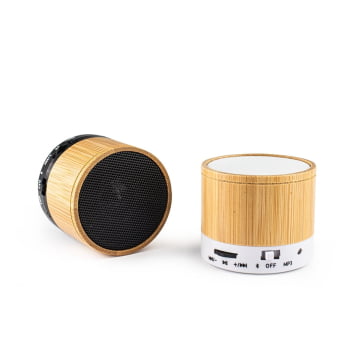 Caixa de Som Personalizada Com Bambu Bluetooth X04361 Brinde Personalizado