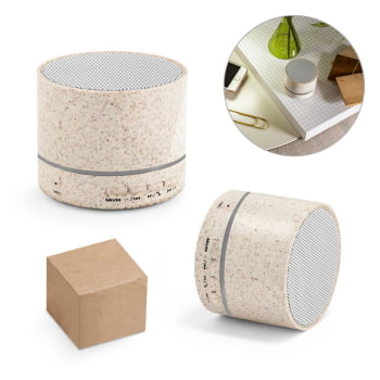 Caixa de Som Personalizada Fibra de Palha de Trigo SP97930 Sustentável Bluetooth Brindes Personalizados