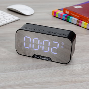 Caixa de Som Personalizada Multimídia Com Relógio X03019 Brindes Personalizados