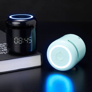 Caixa de Som Personalizada Multimídia Com Relógio X04064 Brinde Personalizado