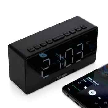 Caixa de Som Personalizada Multimídia Com Relógio X04065 Brindes Personalizados