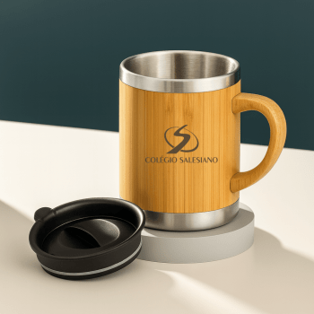 Brinde Presente Dia dos Professores Personalizado Caneca Sustentável Personalizada Bambu 300 ML X03099-PROF