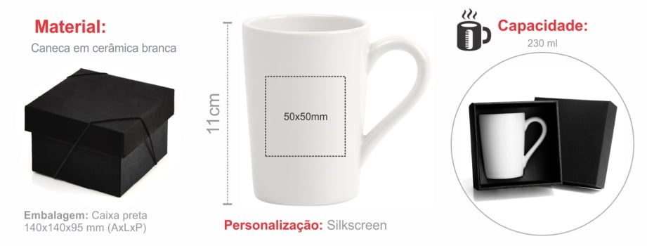 Caneca Personalizada Cerâmica 230 ML SMCO-01230 Brinde Personalizado