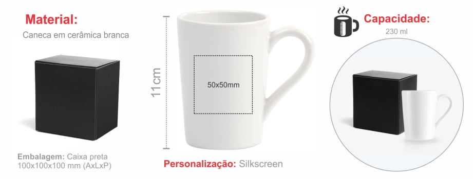 Caneca Personalizada Cerâmica 230 ML SMCO-41230 Brinde Personalizado