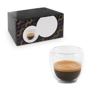 Conjunto Café Personalizado Vidro Isotérmico 75 ML SP93873 Brinde Personalizado