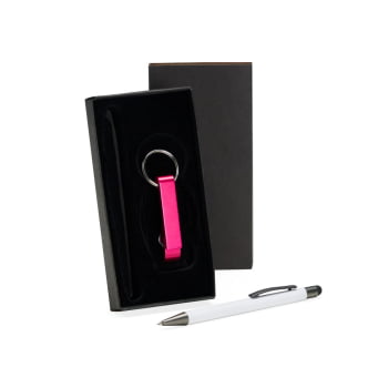 Kit Caneta e Chaveiro Alumínio SMCC-87A49 Brinde Personalizado