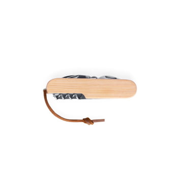 Canivete Personalizado Bambu e Aço Inox com 7 Funções SP94366 Brindes Personalizados