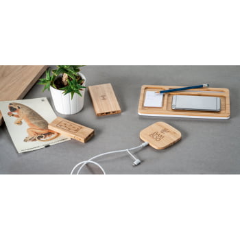 Carregador por Indução Personalizado Bambu Sustentável SP57910 Brinde Personalizado