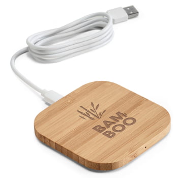 Carregador por Indução Personalizado Bambu Sustentável SP57910 Brinde Personalizado
