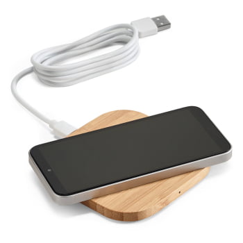 Carregador por Indução Personalizado Bambu Sustentável SP57910 Brinde Personalizado