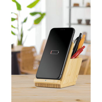 Carregador por Indução Personalizado Bambu Sustentável SP57940 Brindes Personalizados