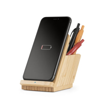 Carregador por Indução Personalizado Bambu Sustentável SP57940 Brindes Personalizados