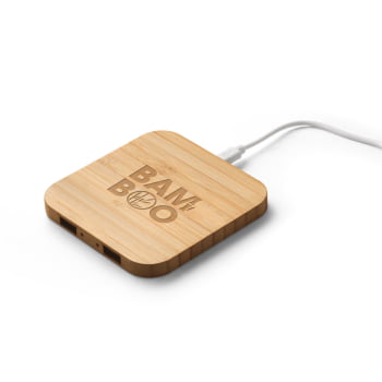 Carregador por Indução Personalizado Bambu Sustentável SP97123 Brindes Personalizados