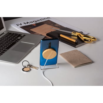 Carregador por Indução Personalizado Bambu Sustentável SP97128 Brinde Personalizado