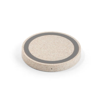 Carregador por Indução Personalizado Fibra de Palha de Trigo Sustentável SP57929 Brindes Personalizados