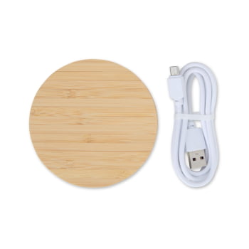 Carregador por Indução Personalizado Bambu Sustentável X06073 Brinde Personalizado