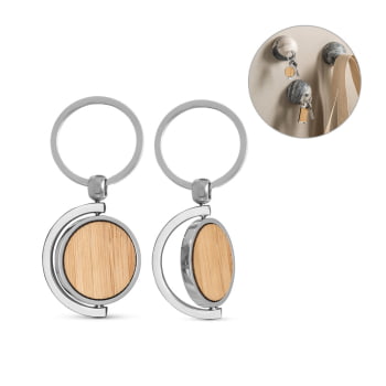 Chaveiro Personalizado Bambu e Metal SP95071  Brinde Personalizado