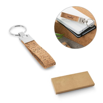Chaveiro Personalizado Cortiça e Metal SP93145  Brinde Personalizado