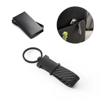 Chaveiro Personalizado Couro Sintético e Fibra de Carbono SP95086  Brinde Personalizado