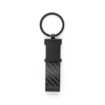 Chaveiro Personalizado Couro Sintético e Fibra de Carbono SP95086  Brinde Personalizado