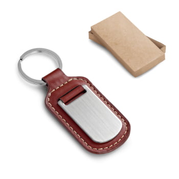 Chaveiro Personalizado Couro Sintético e Metal SP93172  Brindes Personalizados