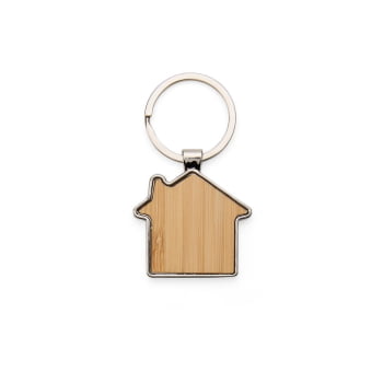 Chaveiro Personalizado Metal e Bambu X18909 Brinde Personalizado