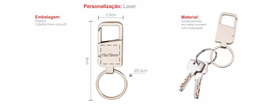 Chaveiro Personalizado Metal SMCH-00590-900 Brindes Personalizados