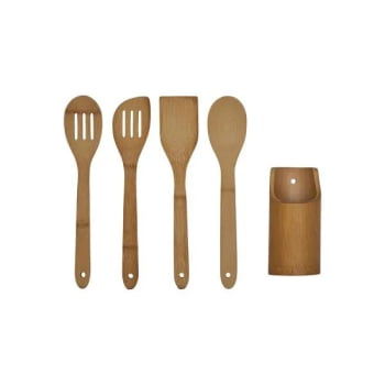 Conjunto de Utensílios Personalizado Bambu 5 Peças SMPU-00253 Brinde Personalizado