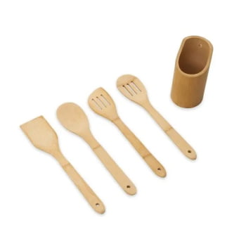 Conjunto de Utensílios Personalizado Bambu 5 Peças SMPU-00253 Brinde Personalizado