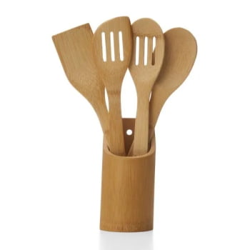 Conjunto de Utensílios Personalizado Bambu 5 Peças SMPU-00253 Brinde Personalizado