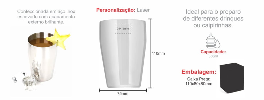 Copo Personalizado Aço Inox 350 ML SMIC-00350 Brindes Personalizados