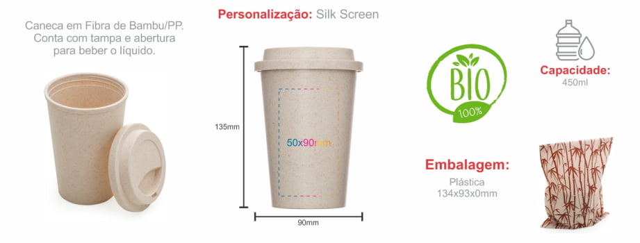 Copo Personalizado Fibra de Bambu 450 ML SMIC-01450 Brinde Personalizado