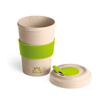 Copo Personalizado em Fibra de Bambu com Tampa Sustentável e tira silicone 500 ml para Viagem Brindes Personalizados