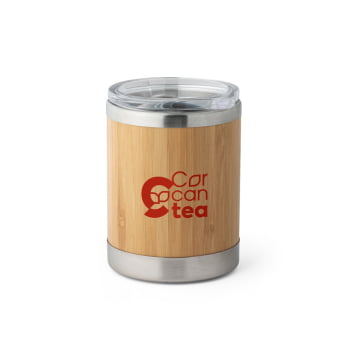 Copo Térmico Personalizado em Aço Inox e Bambu 350 ml Sustentável Brindes Personalizados