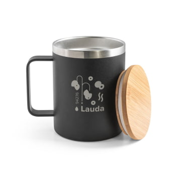 Copo Térmico Personalizado em Aço Inox e Bambu Sustentável 420 ml Brindes Personalizados