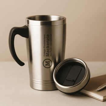Brinde Presente Dia dos Professores Personalizado Caneca Personalizada Inox 450 ml com Tampa XCAN05828-PROF