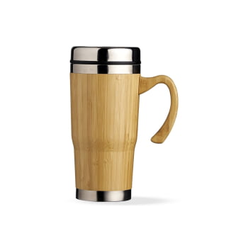 Caneca Personalizada Bambu e Inox 500 ml com Tampa Brindes Personalizados