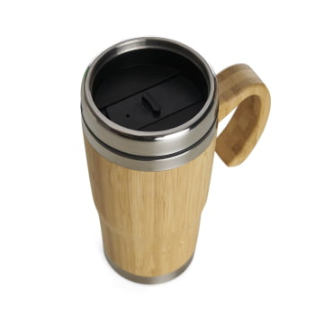 Caneca Personalizada Bambu e Inox 500 ml com Tampa Brindes Personalizados