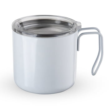 Caneca Personalizada Inox 350 ml com Tampa Transparente Brindes Personalizados