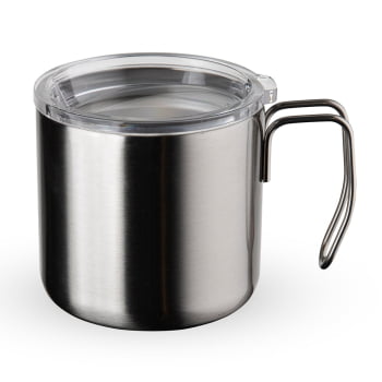 Caneca Personalizada Inox 350 ml com Tampa Transparente Brindes Personalizados