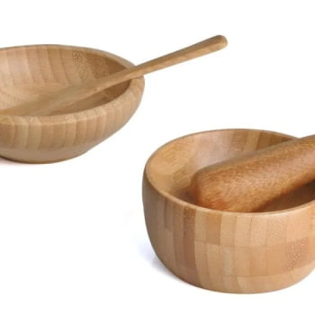 Cumbuca Personalizada Bambu 4 Peças SMKT-90283 Brinde Personalizado