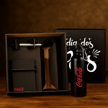 Brinde Presente Dia dos Pais Personalizado Kit Garrafa Caneta e Bloco 3 Peças SMKT-9041R-PAI