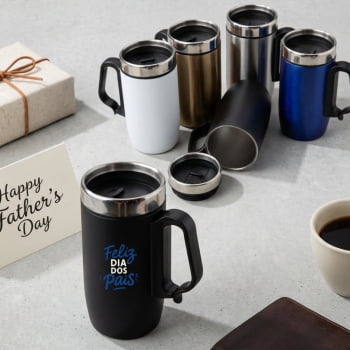 Brinde Presente Dia dos Pais Personalizado Caneca Inox 250 ml com Tampa