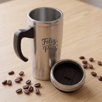 Brinde Presente Dia dos Pais Personalizado Caneca Inox 450 ml com Tampa