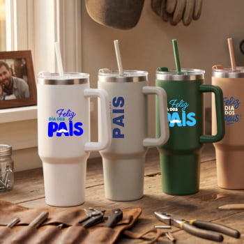 Brinde Presente Dia dos Pais Personalizado Caneca Térmica Inox 1,3L ASICA9510 