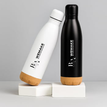 Brinde Presente Dia dos Pais Personalizado Garrafa Térmica Personalizada 500 ml Squeeze Aço Inox com Cortiça e Tampa mesma cor XGAE@07038-PAI